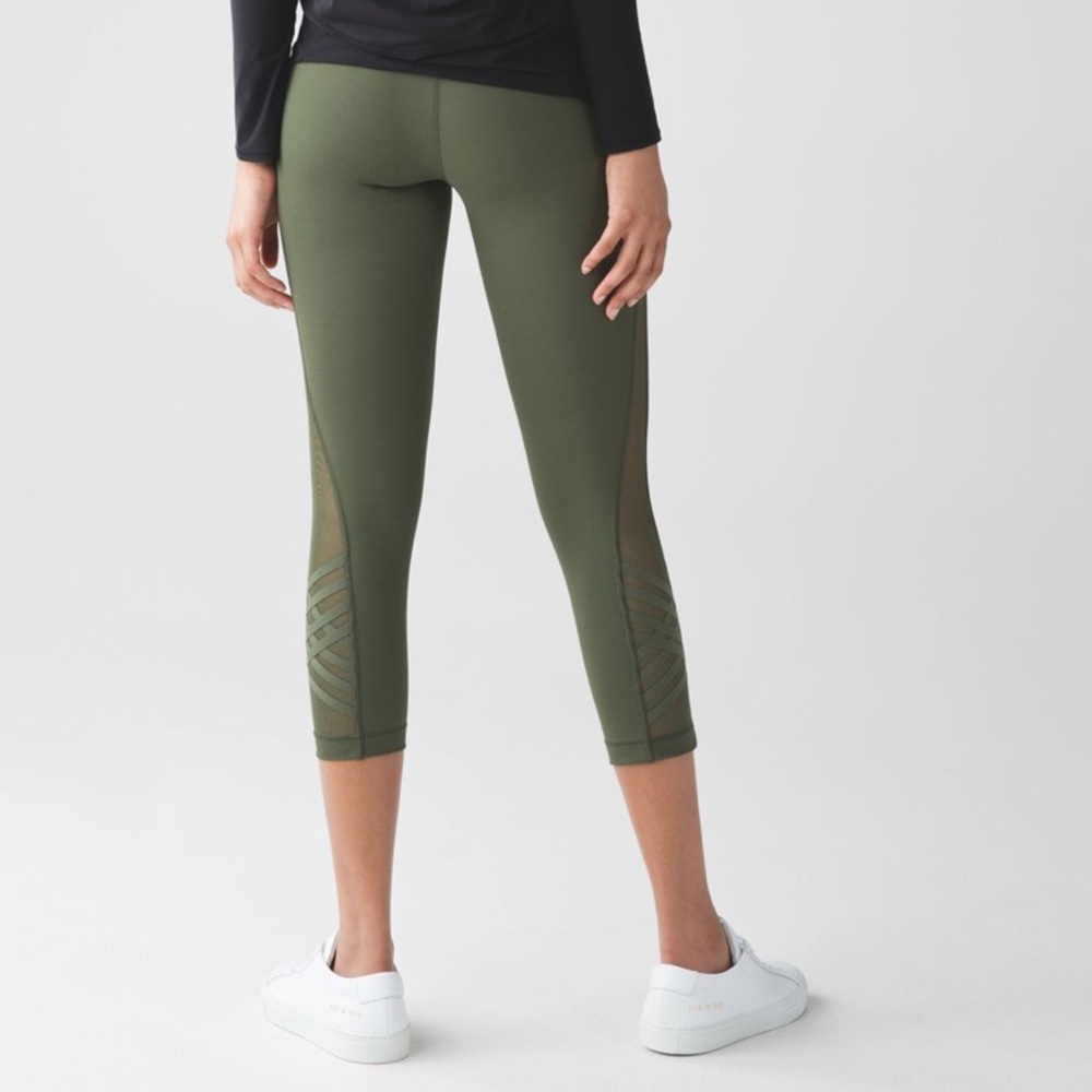 Lululemon Athletica Fatigue Green Crop Leggings
